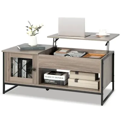 Couchtisch mit Hubplatte Mitteltisch mit Pneumatischer Hebevorrichtung 106 x 55 x 44,5 cm Grau