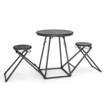 Barový stůl s barovou židlí souprava barových stolů pro 2 osoby skládací 206,5 x 77,5 x 90 cm rustikální hnědá