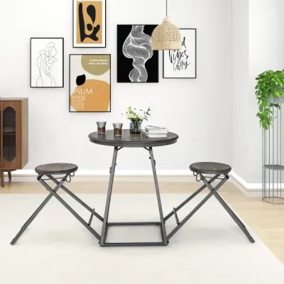Barový stůl s barovou židlí souprava barových stolů pro 2 osoby skládací 206,5 x 77,5 x 90 cm rustikální hnědá