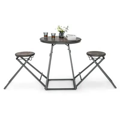 Barový stůl s barovou židlí souprava barových stolů pro 2 osoby skládací 206,5 x 77,5 x 90 cm rustikální hnědá