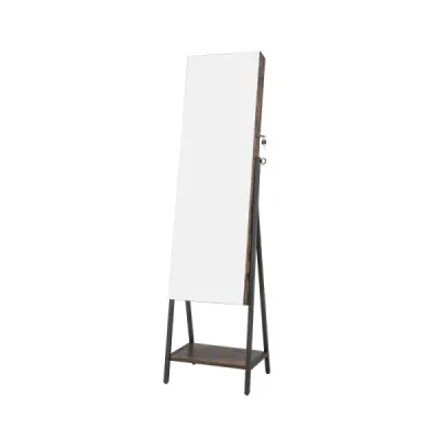 Skříňka na šperky se zrcadlem a 3-barevným LED osvětlením 41,5 x 37 x 157 cm Rustikální hnědá