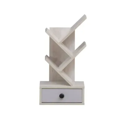 5-patrová stromová knihovna se zásuvkou Víceúčelová police na CD a DVD béžová