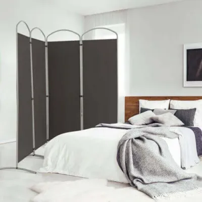 Skládací rozdělovač místností se 4 panely Dělící stěna pro domácnost 221 x 51 x 188 cm-šedý