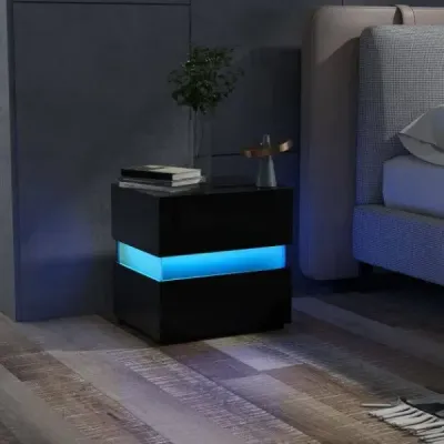 Noční stolek LED se 2 zásuvkami a dálkovým ovládáním a dynamickým / statickým osvětlením nočního stolku