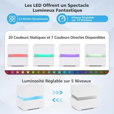 Noční stolek sada 2 LED nočních stolků Noční stolek ve vysokém lesku Noční stolek se 2 zásuvkami Bílý
