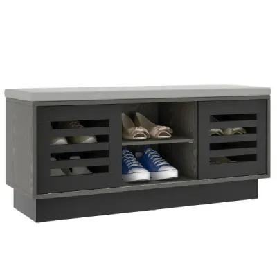 Lavice a botník 2 v 1 se 6 přihrádkami a 3 nastavitelnými policemi 99,5 x 34,5 x 46 cm Šedá