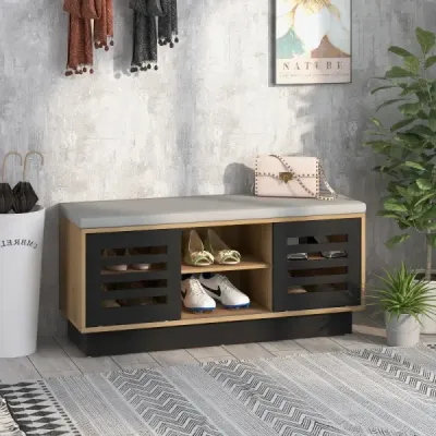Lavice a botník 2 v 1 se 6 přihrádkami a 3 nastavitelnými policemi 99,5 x 34,5 x 46 cm Příroda