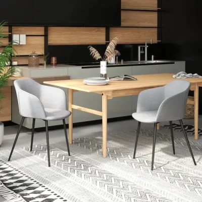 Sada 2 jídelních židlí Čalouněná židle s ergonomickým opěradlem Broken světle šedá