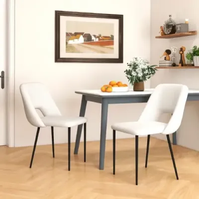 Sada 2 jídelních židlí čalouněné kuchyňské židle s opěradlem 48,5 x 57 x 85 cm béžová