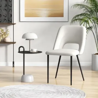 Sada 2 jídelních židlí čalouněné kuchyňské židle s opěradlem 48,5 x 57 x 85 cm béžová