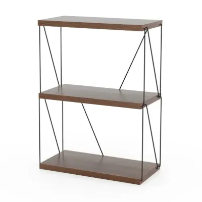 3-úrovňový stojící regál s kovovým rámem Průmyslový regál na knihy Úložný regál 60 x 29,5 x 82 cm