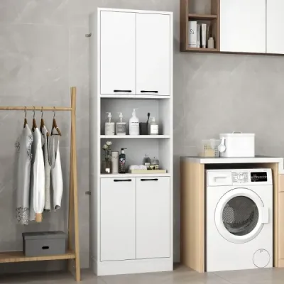 190 cm vysoká kuchyňská skříňka s dvířky a policemi vysoká skříňka 56 x 30 x 190 cm bílá