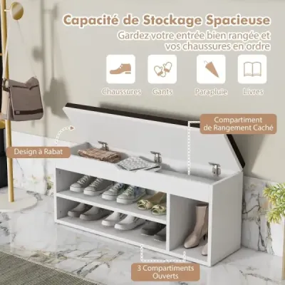Lavice na boty se sedadlem a úložným prostorem 104 x 30 x 48 cm Šatní lavice na boty dřevo šedá