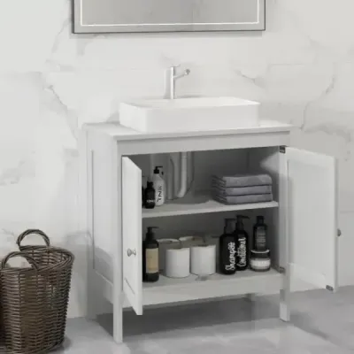 Dřezová spodní skříňka koupelnová skříňka se 2 dvířky a nastavitelnou policí rovné nohy bílá 60 x 30 x 60 cm
