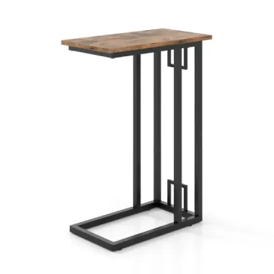 Boční stolek ve tvaru písmene C Kompaktní rozkládací stolek pro malé prostory Konferenční stolek s kovovým rámem 48 x 26 x 66 cm