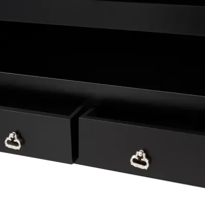 Šperkovnice nástěnná zrcadlová s LED osvětlením zrcadlová skříňka 120 x 35,5 x 10 cm černá/bílo-černá