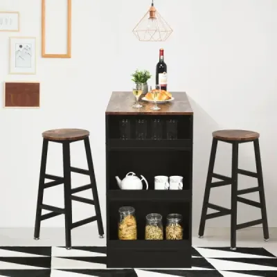 Kuchyňský stůl se 2 taburety Prostorově úsporný bistro stůl Pultový stůl Jídelní stůl set Barový stůl