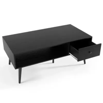 Konferenční stolek se zásuvkou Úložný prostor otevřená přihrádka Stolek do obývacího pokoje 109 x 55 x 39,5 cm Černá barva