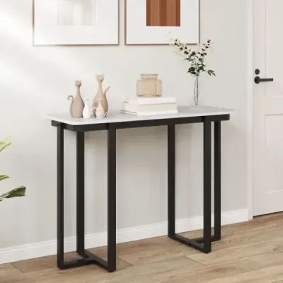 Konzolový stolek úzký moderní předsíňový stolek s mramorovým vzhledem 107 x 40 x 79,5 cm černý