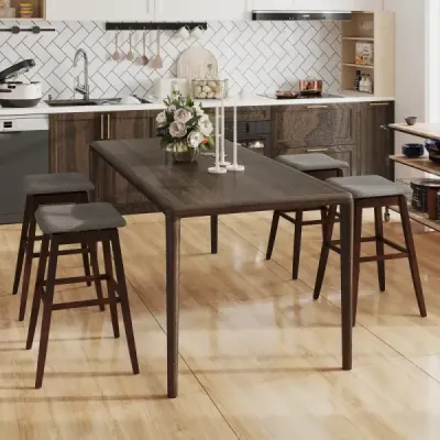 Sada 2 barových židlí s podnožkou Otočná 360° barová židle Čalouněná bistro židle