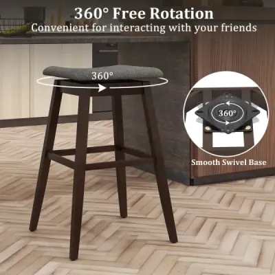 Sada 2 barových židlí s podnožkou Otočná 360° barová židle Čalouněná bistro židle
