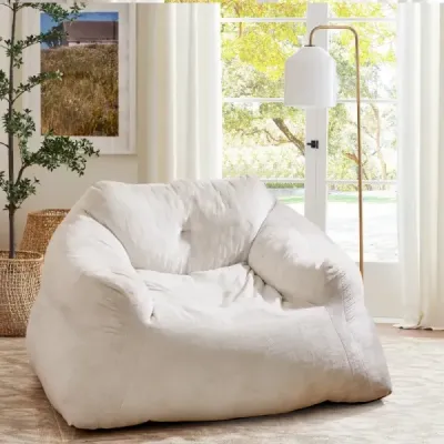 Křeslo Beanbag Podlahové křeslo se sametovým potahem a protiskluzovou základnou Čalouněná podlahová pohovka do obývacího pokoje 129 x 111 x 69 cm Béžová barva