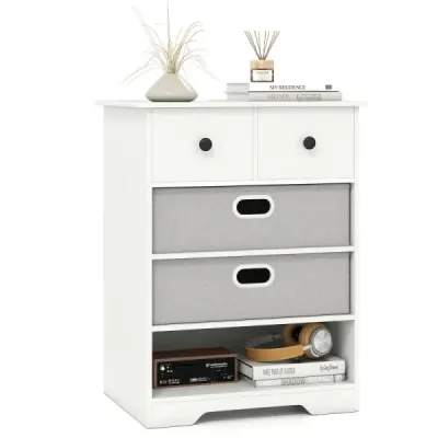 Komoda se 4 zásuvkami Komoda s otevřenými policemi Noční stolek Úložná komoda 58 x 42 x 75 cm Bílý