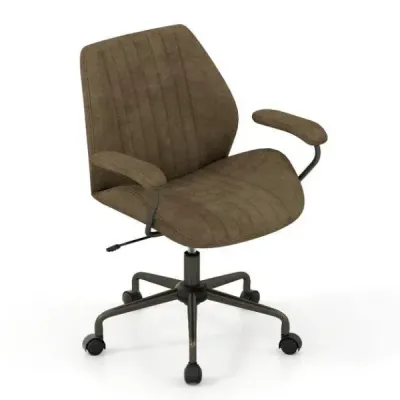 Ergonomická kancelářská židle, otočná, s polstrovanými područkami, počítačová židle, olivově zelená