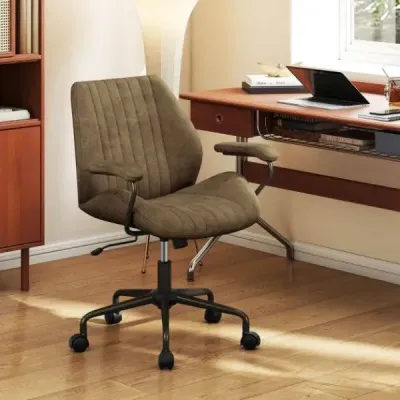 Ergonomická kancelářská židle, otočná, s polstrovanými područkami, počítačová židle, olivově zelená