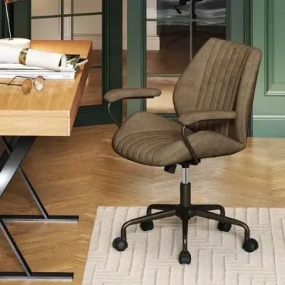 Ergonomická kancelářská židle, otočná, s polstrovanými područkami, počítačová židle, olivově zelená