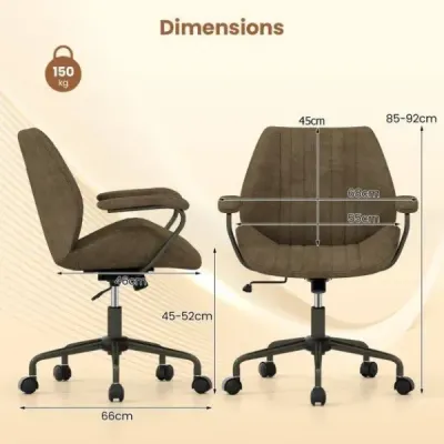 Ergonomická kancelářská židle, otočná, s polstrovanými područkami, počítačová židle, olivově zelená
