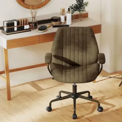 Ergonomická kancelářská židle, otočná, s polstrovanými područkami, počítačová židle, olivově zelená