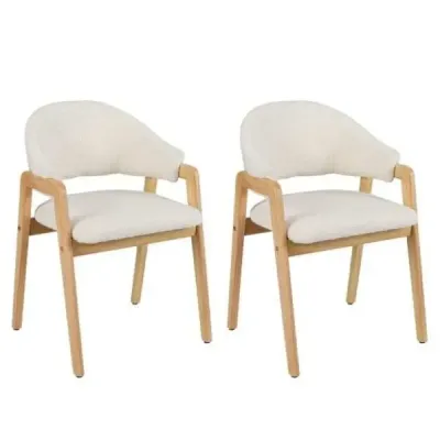 Sada 2 moderních jídelních židlí, kuchyňských židlí s čalouněným sedákem a ergonomickým opěradlem, bílé barvy