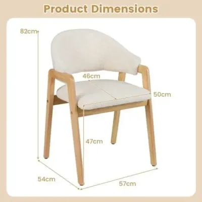 Sada 2 moderních jídelních židlí, kuchyňských židlí s čalouněným sedákem a ergonomickým opěradlem, bílé barvy