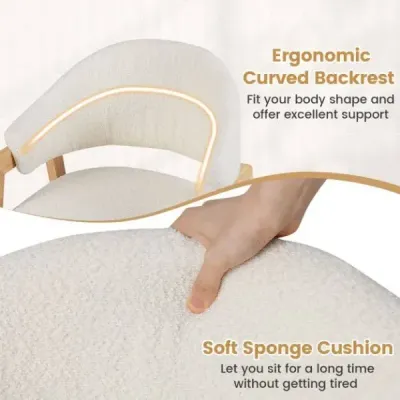 Sada 2 moderních jídelních židlí, kuchyňských židlí s čalouněným sedákem a ergonomickým opěradlem, bílé barvy