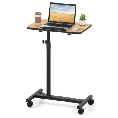Výškově nastavitelný stolek na kolečkách s naklápěcí a otočnou deskou o 360° Přírodní stůl pro péči o dítě