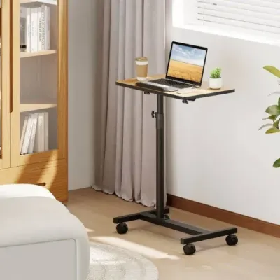 Výškově nastavitelný stolek na kolečkách s naklápěcí a otočnou deskou o 360° Přírodní stůl pro péči o dítě