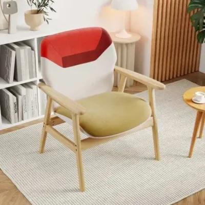 Moderní křeslo s dřevěnou konstrukcí a sedákem – lounge křeslo, čalouněné křeslo, relaxační křeslo, barevné