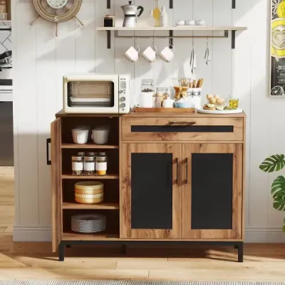 120 cm bufetová skříň Sideboard přídavná skříň dřevěná velká venkovská skříň úložná skříň přírodní