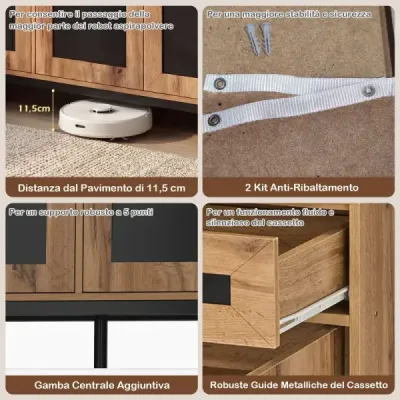120 cm bufetová skříň Sideboard přídavná skříň dřevěná velká venkovská skříň úložná skříň přírodní
