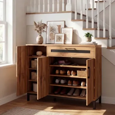 120 cm bufetová skříň Sideboard přídavná skříň dřevěná velká venkovská skříň úložná skříň přírodní