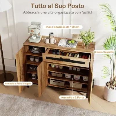 120 cm bufetová skříň Sideboard přídavná skříň dřevěná velká venkovská skříň úložná skříň přírodní