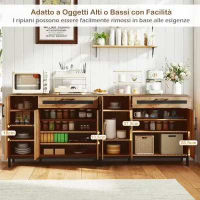 120 cm bufetová skříň Sideboard přídavná skříň dřevěná velká venkovská skříň úložná skříň přírodní