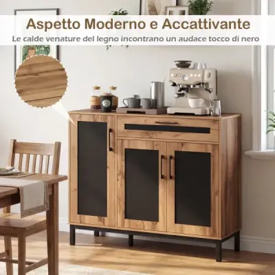 120 cm bufetová skříň Sideboard přídavná skříň dřevěná velká venkovská skříň úložná skříň přírodní