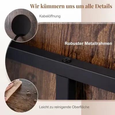Stojan na gramofon s integrovanou nabíjecí stanicí a 4 přepážkami – gramofonový stolek na vinylové desky, hnědý