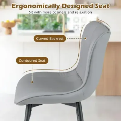Barové židle, sada 2 ks, vysoké kuchyňské židle s ergonomickým opěradlem, čalouněné sedáky, šedé