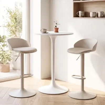 Sada 2 barových židlí, otočné o 360°, s nastavitelnou výškou, nosnost 150 kg, rozměry 42 x 42 x 75–96,5 cm, béžové
