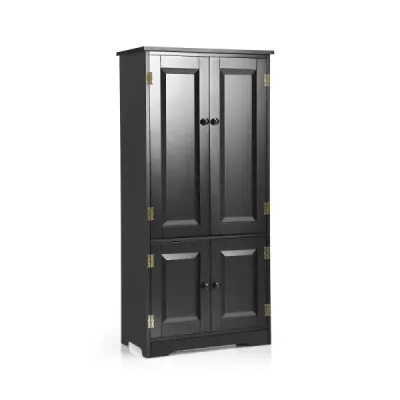 Midi skříňka Boční skříňka Highboard Vysoká skříňka Dřevo Černá 59 x 32 x 123 cm