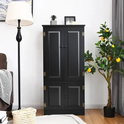 Midi skříňka Boční skříňka Highboard Vysoká skříňka Dřevo Černá 59 x 32 x 123 cm