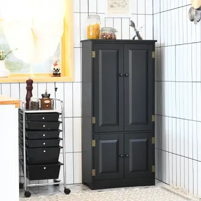 Midi skříňka Boční skříňka Highboard Vysoká skříňka Dřevo Černá 59 x 32 x 123 cm